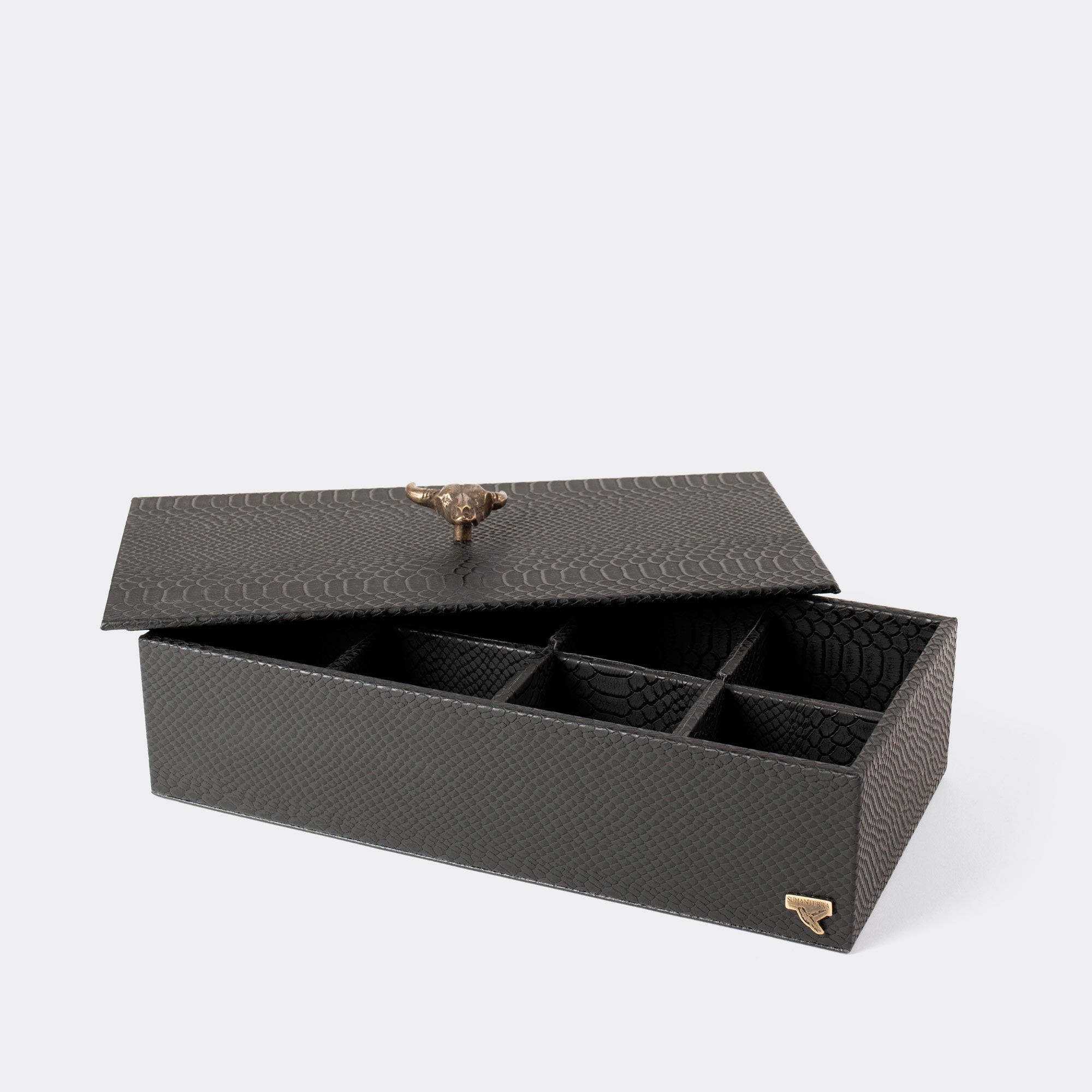 Caja de té con 8 divisiones Negro Toro