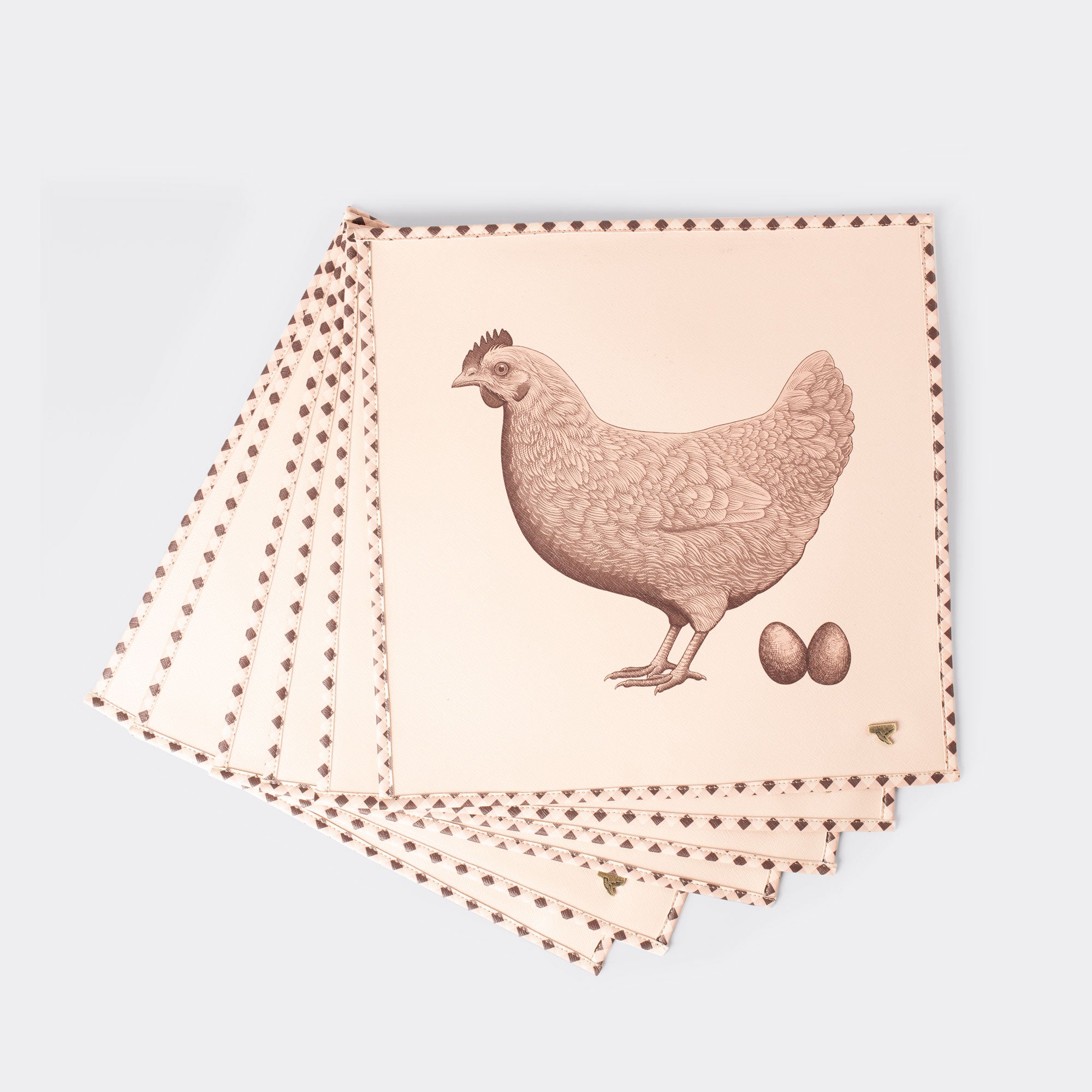 Set De 6 Manteles Sintéticos Con Estampado Huevos/Gallina